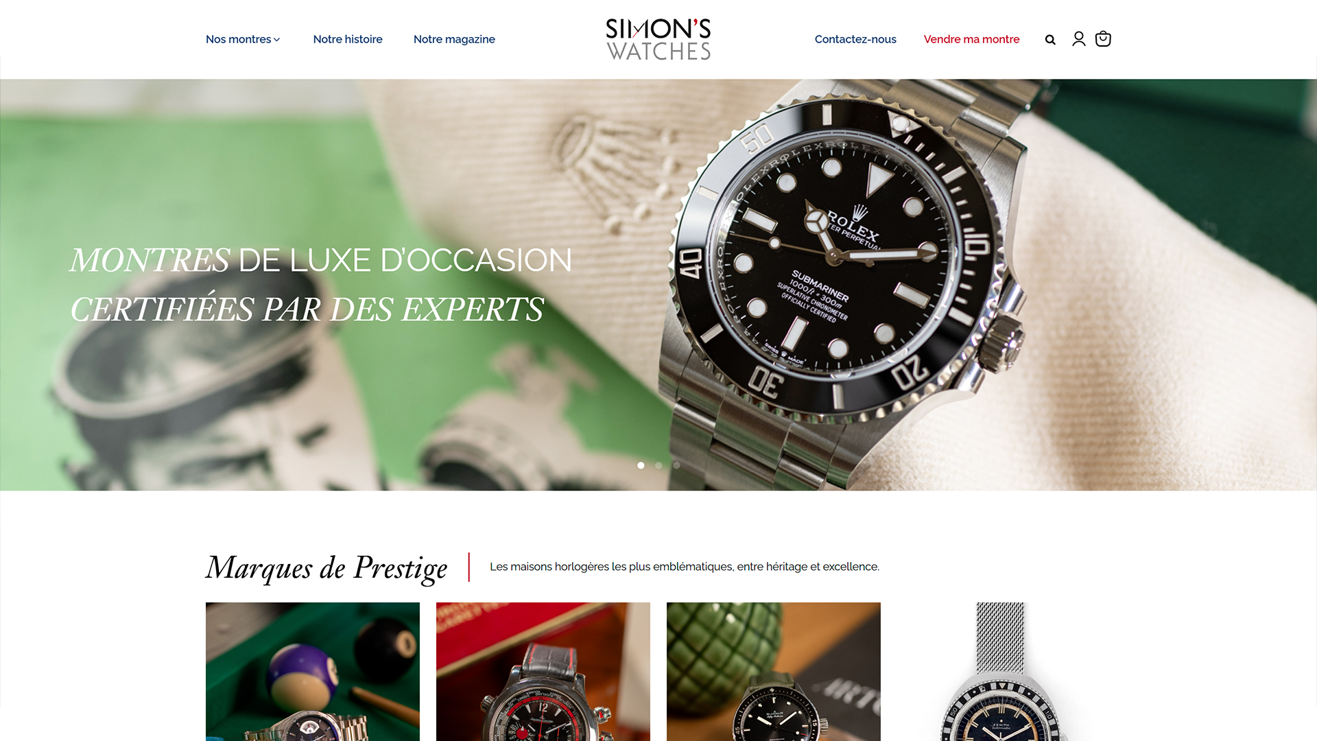 Capture du site Simon's Watches